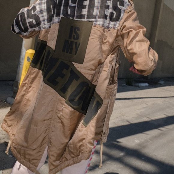 NEW size Small Faith Connexion patch tailcoat parka Los Angeles TAN color - Picture 11 of 16